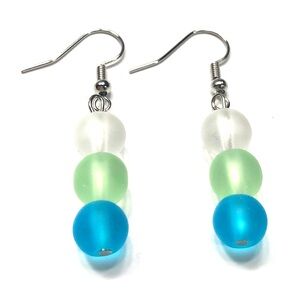 Handmade New Blue Green & Clear Earrings Beach Summer Spring Women Gift Wedding